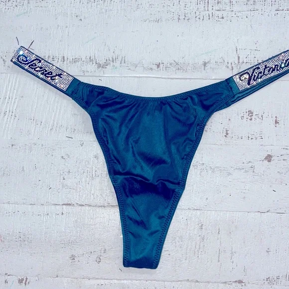 Victoria’s Secret Aqua Blue Bundle Shine Strap Brazilian Thong Bundle - Picture 4 of 7